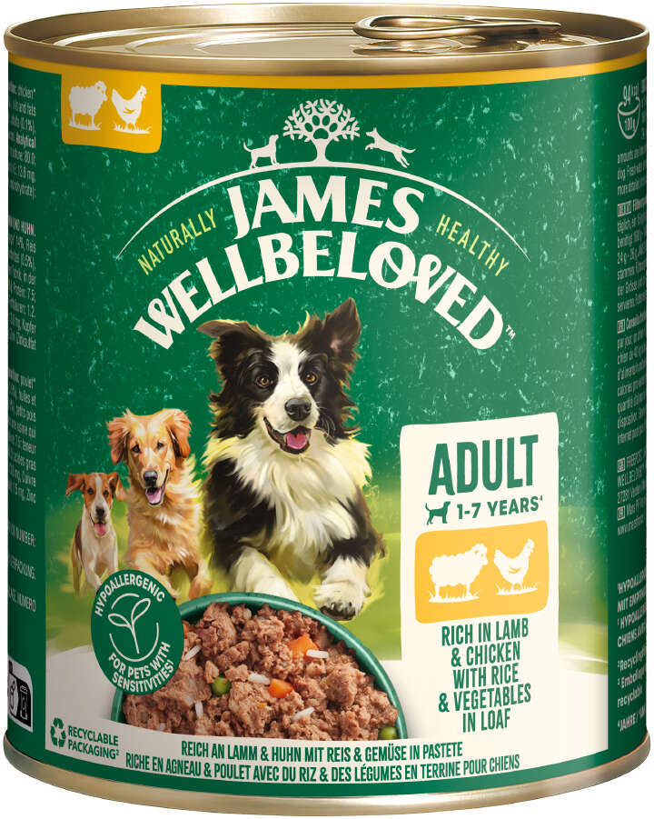 JAMES WELLBELOVED Hunde-Nassfutter Lamm + Huhn in Pastete
